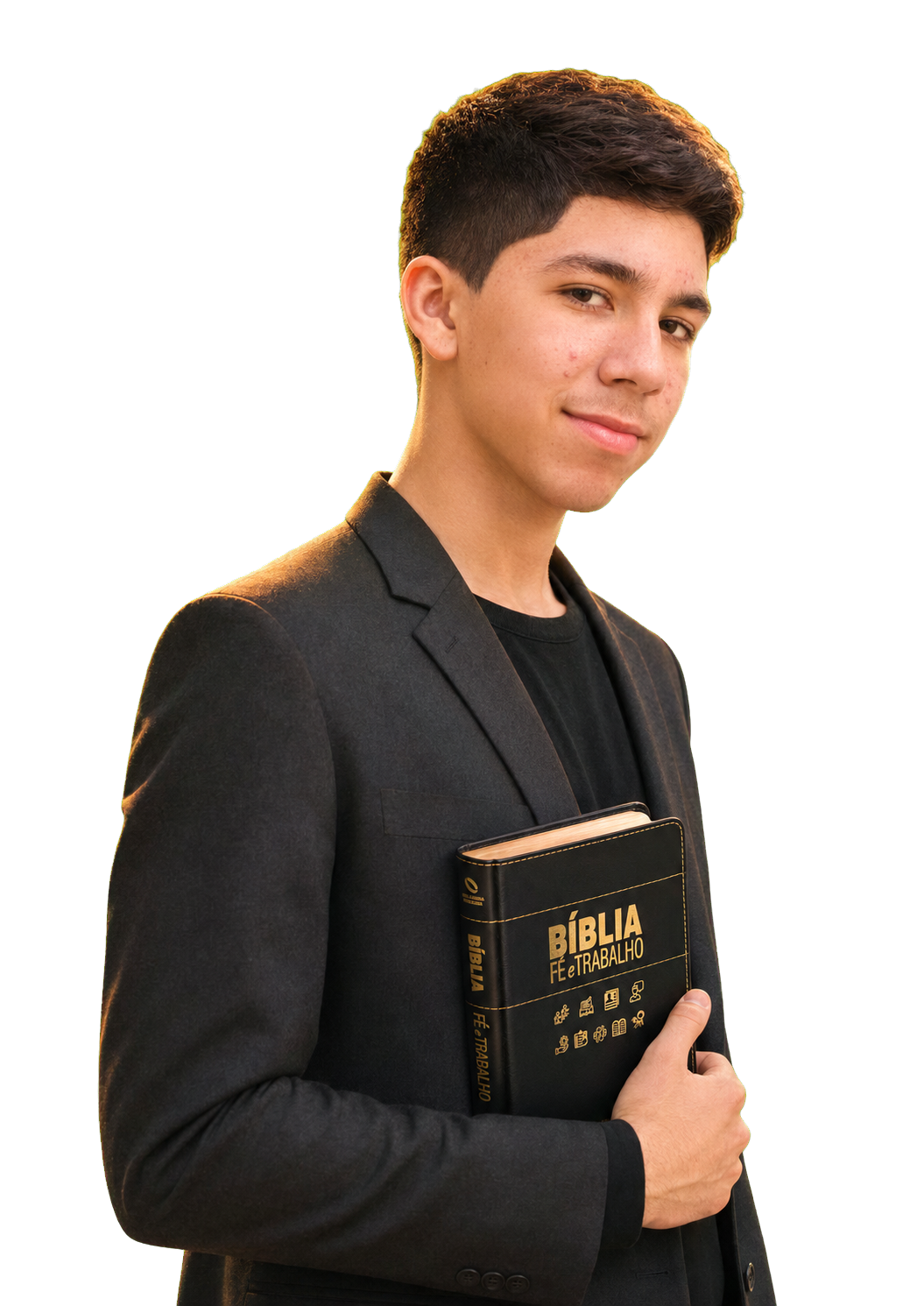 Matheus, criador do Vida no Altar, segurando uma Bíblia
